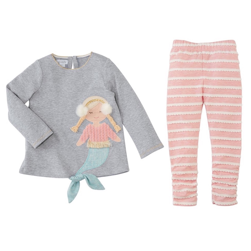 Mermaid knot hem tunic & stripe leggings